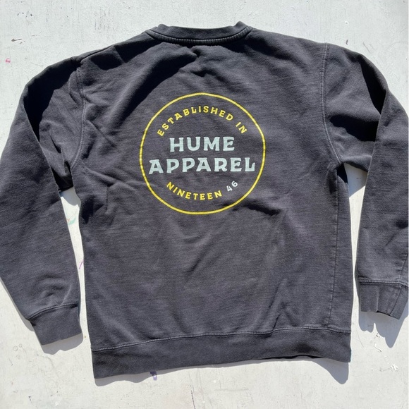 Men's Hume Apparel Sweatshirt Black Spell-Out M Streetwear Logo Surf Beach Camp - Picture 1 of 14